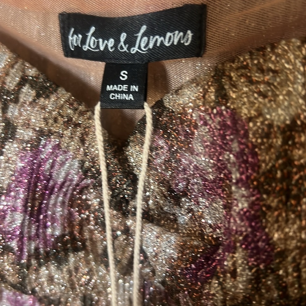 For Love and Lemons Wynne long sleeve maxi dress NWT metallic - Picture 5 of 15